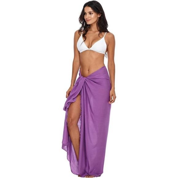 WOMENS Beach Cover Up Sarong Swimsuit Medium Purple - Picture 3 of 6